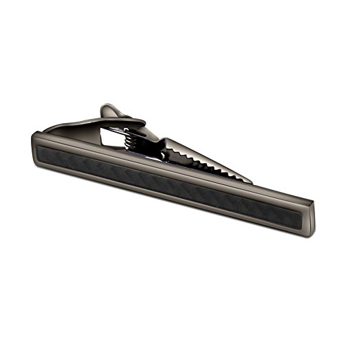 Men Tie Bar Clip 2.2"Inches Brass Gun-black Plated Carbon Fiber Regular Fashion Tie Bar Clips3