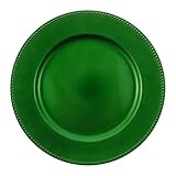 Charge It By Danny Green Beaded Chargers (PACK of 12) Green Charger Plates Set of 12 Polypropylene Material, Xmas Charger Plates Charger & Service Plates (Green Beaded)
