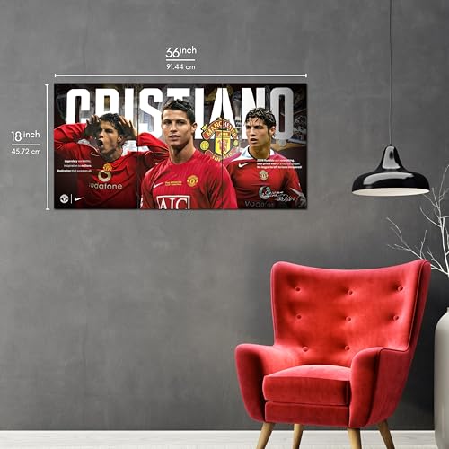Image of Posternet Football Legend Inspired Wall Poster Set of 3 | 12 x 18 Inch Sports Wall Art | Premium 170 GSM Paper Print | Football Fan Room Decor for Bedroom, Gaming Room, Gym, Office & Study
