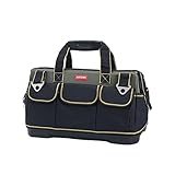 Justzon 17inch Tool Bag for men with Wide Mouth and Waterproof Molded Base,Plastic-padded Handle, Ad