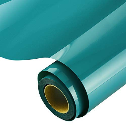 KISSWILL Teal HTV Heat Transfer Vinyl, 12" X 6 Feet PU Teal Vinyl HTV Iron on Vinyl Rolls for T-Shirts, Compatible with Silhouette Cameo or Other Cutt