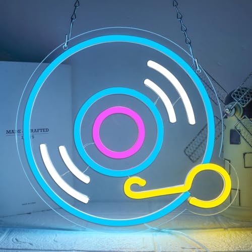 Image of Record Neon Signs for Wall Decor，Led Neon Lightfor Live Room, Game Room, Broadcasting Room, Music Studio