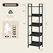 MAHANCRIS 5-Tier Bookshelf, Bookcase, Shelves Organizer for Small Spaces, Storage Shelf Organizer, for Living Room, Bedroom, Study, Balcony, Black BKHB5501