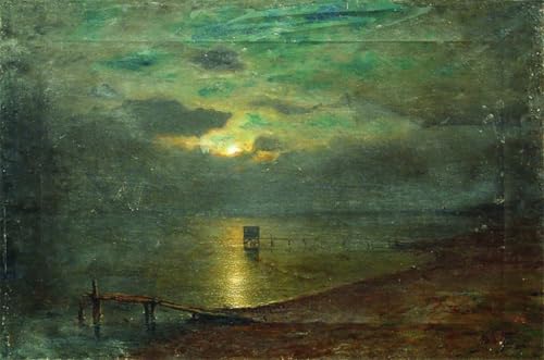 Tableau Toile Mer contre murs vides Nuit clair de lune