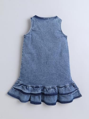 Image of Dresses for Kids Girls, Stylish Knee Length Once Piece Denim Frocks for Girls, Casual Dress for Summer & Birthday Family Gathering & Special Occasion