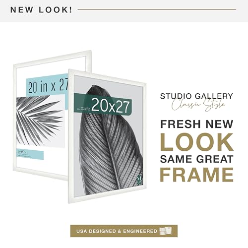 MCS Studio Gallery 20x27 Poster Frame White Woodgrain, Vertical & Horizontal Wall Hanging Large Picture Frame for Photos, Posters & Art Prints (1-Pack)