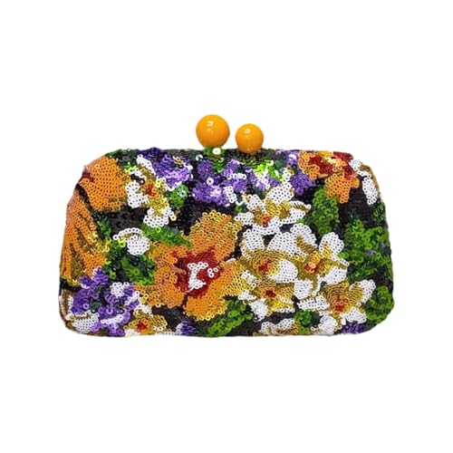 Pochette à paillettes style rétro fleuri idéale pour mariage et grande occasion