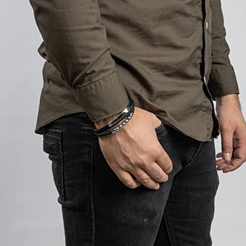 Image of SERASAR Premium Leather Bracelet Men | Stainless Steel Magnetic Clasp | Three Colors | Jewelry Box Included