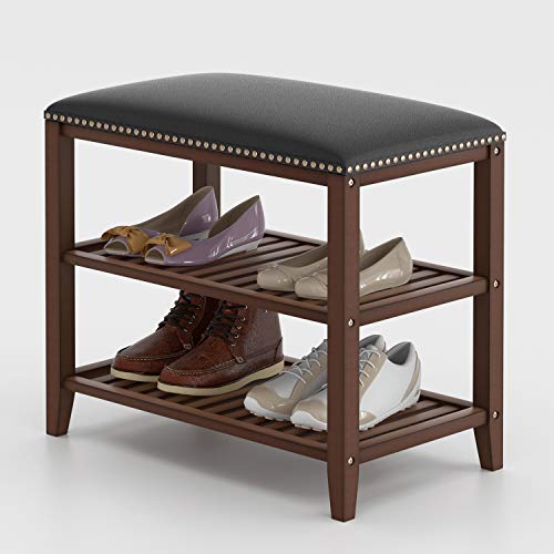 SeiriOne Shoe Rack Bench, 3-Tier Bamboo Shoe Storage Organizer, Ideal for Entryway, Living Room and Corridor, 23.5'' L x 11.41'' W x 20'' H