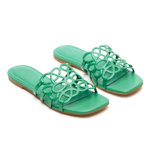 Flat Sandals for Women Open Toe Mesh Slides Slip On Summer Beach Sandals Comfortable Walking Vacation Shoes3