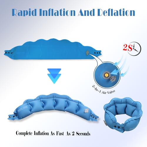 Almohada inflable ajustable para cuello portátil azul miniatura 2