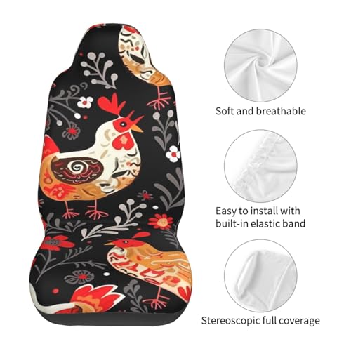 Protection de siège automobile de luxe avec motif coq et poules - 7