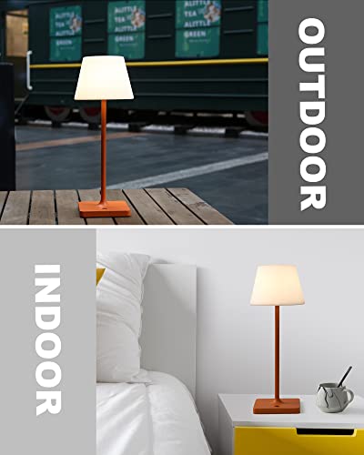 WEILAILUX Outdoor Battery Operated Table Lamp Waterproof, 4000mAh Cordless Table Lamp Rechargeable, Touch Dimmable Desk Lamp, LED Night Light for Patio Camping Restaurant Home, H15in, Orange - Image 7