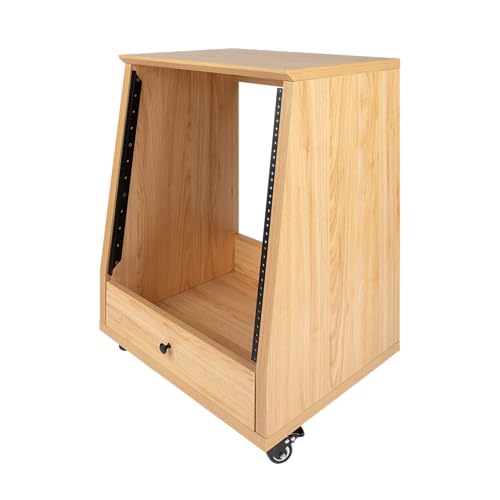 Gator Frameworks Elite Furniture Series 12U Angled Studio Rack with Locking Casters, Natural Maple...