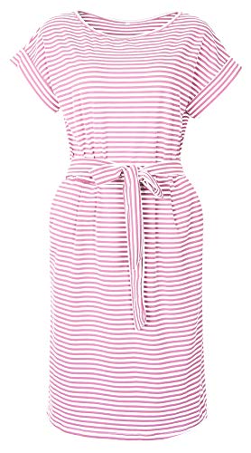Image of PALINDA Women's Striped Elegant Short Sleeve Wear to Work Casual Pencil Dress with Belt