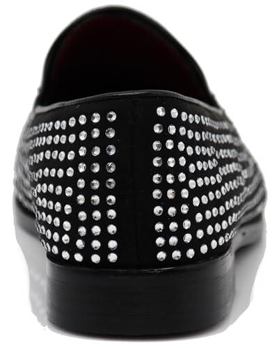 Image of SPK26 Men's Vintage Velvet Rhinestone Designer Dress Loafers Slip On Shoes Classic Tuxedo Dress Shoes