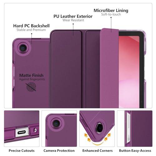 Image of MoKo for Samsung Galaxy Tab A11 Plus / A11+ Case 11 Inch 2026, Galaxy Tab A9 Plus / A9+ Case 11 Inch 2024, Slim Stand Hard PC Translucent Back Shell Smart Cover, Auto Wake /Sleep, Dark Purple