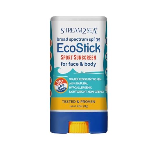STREAM 2 SEA Protetor Solar Mineral Ecostick Spf 35, Protetor Solar Resistente Ao Suor e À Água, Aprovado Pelo Usda, Biodegradável, Sem Parabenos e Protetor Solar Seguro para Recifes, Proteção Contra Uva Uvb (Ecostick Sport)