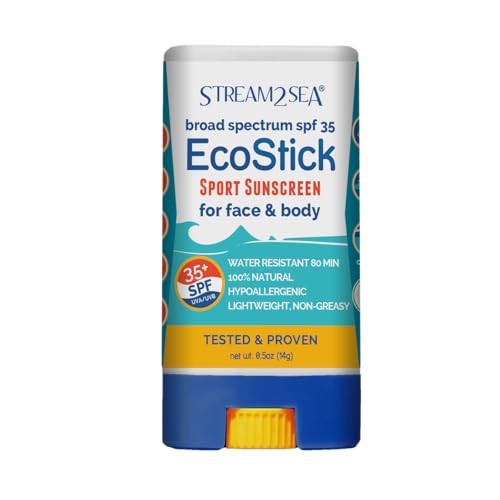 STREAM 2 SEA EcoStick SPF 35 Mineral Sunscreen Stick Sweat Water Resistant Sunblock USDA Approved Biodegradable Paraben Free Reef Safe Sunscreen Protection UVA UVB (EcoStick Sport) - 0.5 oz