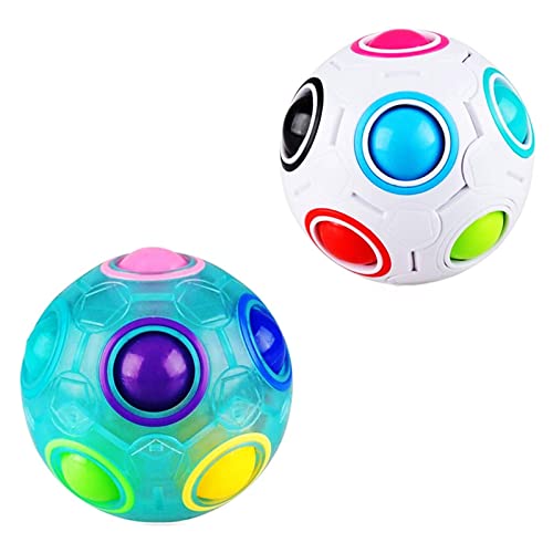 elecnewell 2 Pack Rainbow Puzzle Ball Cube Magic Rainbow Ball Puzzle Bundle Stress Ball Brain Teasers Games Toys for Kids elecnewell 2 Pack Rainbow Puzzle Ball Cube Magic Rainbow Ball Puzzle Bundle Stress Ball Brain Teasers Games Toys for Kids
