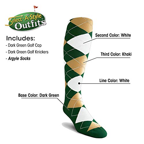 Mens Select A Style Dark Green Outfit with Matching Golf Cap and Selected Argyle Socks4