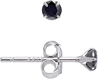 Vista 1 de Pendientes de plata de ley con circonita cúbica negra para mujer y hombre