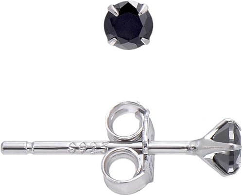 Pendientes de plata de ley con circonita cúbica negra para mujer y hombre