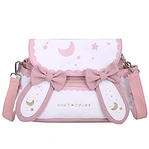 SUFUZEGA Mochila japonesa Kawaii com orelhas de coelho fofa, mangá, mochila escolar para estudantes, adolescentes, JK, rosa, Small, Mochilas de viagem
