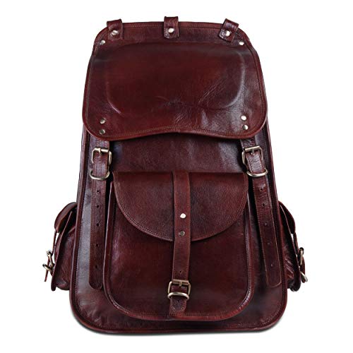 Handmade World Vintage Full Grain 21 Inch Leather Laptop Large Backpack Casual Bookbag Daypack Camping Travel Rucksack Knapsack #TOP2