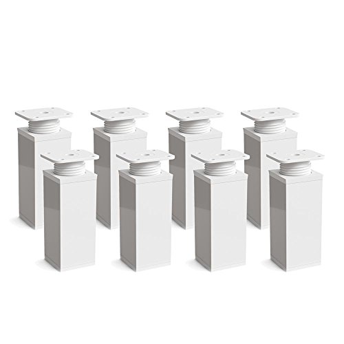 sossai® MFV1 designer furniture feet, height adjustable, set of 8, square profile: 40 x 40 mm, colour: white