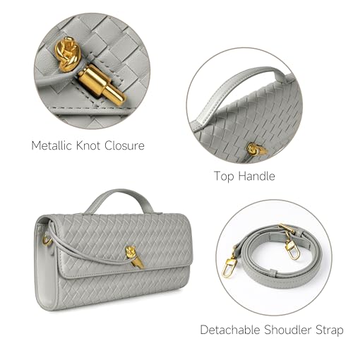 Image of Joryin Woven Purse for Women Evening Clutch Woven Leather Handbags Crossbody Bag Purse Formal Evening Bag, Vegan Leather