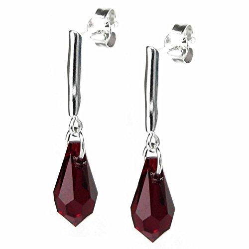Queenberry Austrian Crystal Siam Red Teardrop Sterling Silver Stud Post