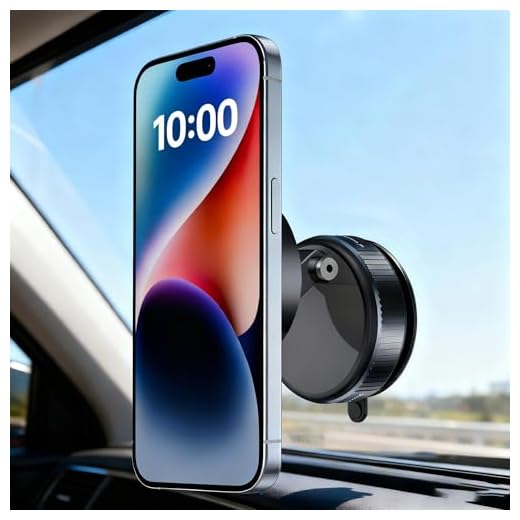 Magnetic Car Phone Mount with Strong Suction – 360° Adjustable Holder for All MagSafe & Magnetic Smartphones