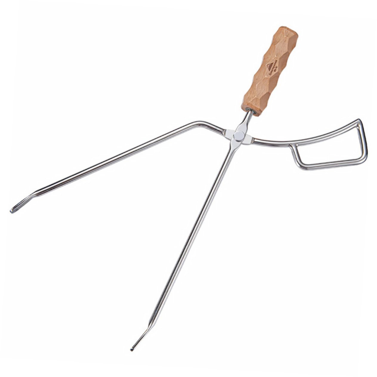 Pinza para Carbón de Acero Inoxidable para Barbacoas de Exterior | Color Plata, Resistente a Altas Temperaturas, Práctica para Leña y Reuniones al Aire Libre