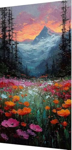 Paisaje Diamond Painting Flor Diamond Painting Adultos, DIY 5D Cristal Bordado Punto de Cruz Cuadro Diamantes Puzzle Pintura Diamante para Dormitorio Paredes Decoración Del Hogar Regalo 30x60cm z3-3tb