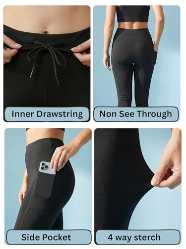 Image of BLINKIN Women's 3 /4 Gym Wear Tights for Women with Side Pockets : Perfect for Active Wear, Yoga & Workout - The Ultimate Gym Pants for Woman & Girls (015)