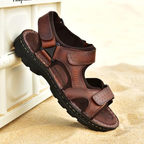 Image of Arkbird Men's Sandals, Closed Toe Leather Fisherman Outdoor Hiking Sport Shoes Summer