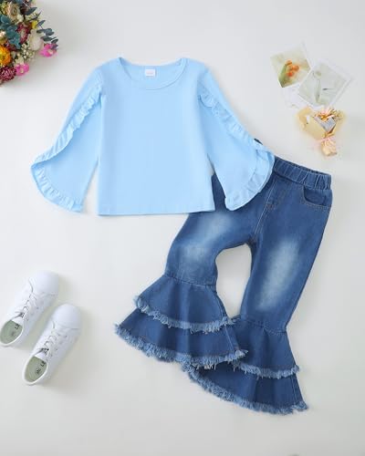 Image of Little Girls Clothes Kids Fall Winter Outfits Pant Set for Girl Age 4-8