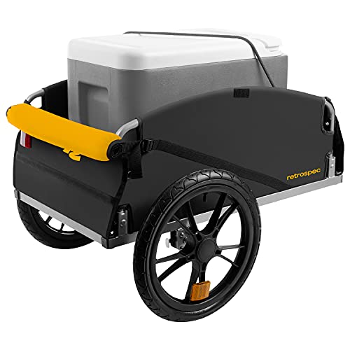 Image of Retrospec Rover Hauler Bike Cargo Trailer - Foldable Frame with Weather-Resistant Fabric & 80lb Capacity - Universal Bike Trailer for 20-29in Wheels - Includes Safety Flag & D-Ring Anchors
