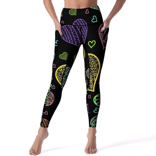 Legging femmes anti-glissement Amour Coloré taille haute pour éviter les irritations