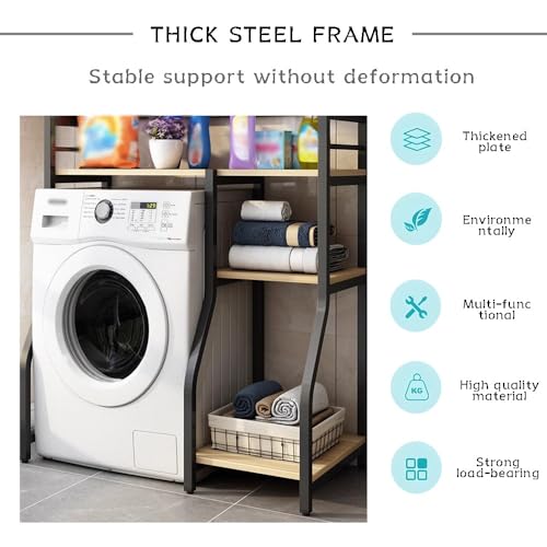 Étagère de rangement réglable pour machine à laver dans une buanderie ordonnée