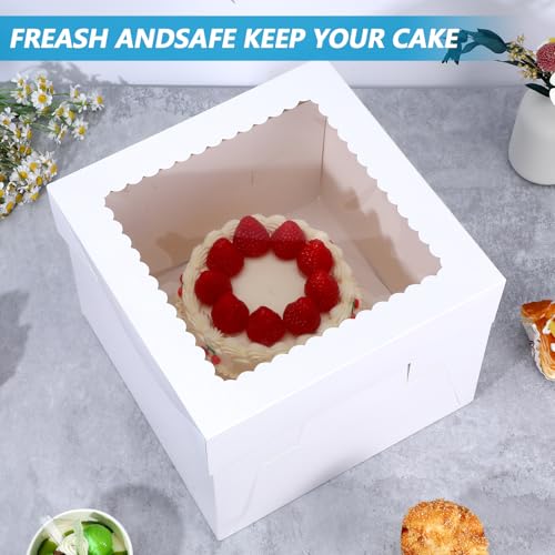 Lemecima 12 Pcs Tall Cake Boxes with Window - 3 Sizes for Cake Transport and Bakery Use - Perfect for Special Occasions - Image 4