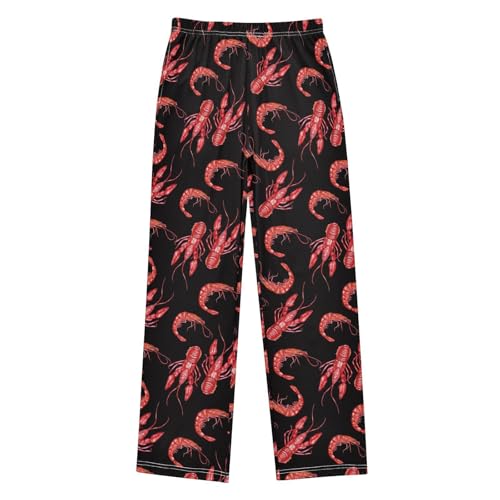 ZZXXB Shrimps Boys Long Pants Soft Trousers Elastic Waist Kids Lounge Bottoms with Pockets S-XL