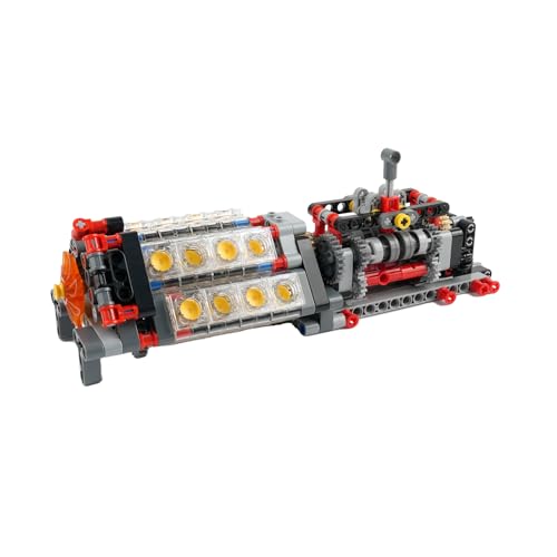 Building Blocks 6 Speed Gearbox with V16 Engine Model for MOC Power Functions