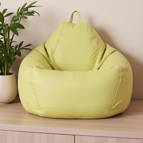 GIGLICK 4XL Premium Leatherette Bean Bag Chair with Beans Filled | High Density Beans Filled | Double Stitched with Side Pocket & Easy Carry Handle | 6 Months Warranty Color- (Olive Green, 4XL)