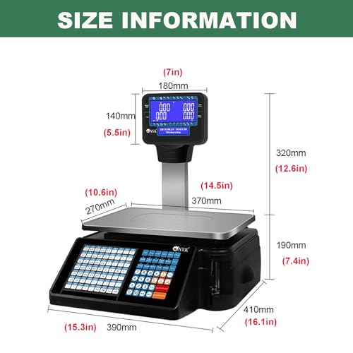 Báscula digital comercial con impresora térmica y pantalla LCD miniatura 7