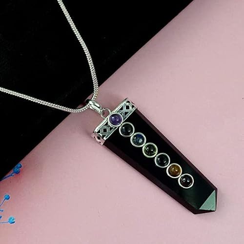 Black Tourmaline Flat Chakra Pendant 2 Inch Approx. A++ Top Grade Jet International Healing Spiritual Divine India Crystal Therapy Geometry #TOP2