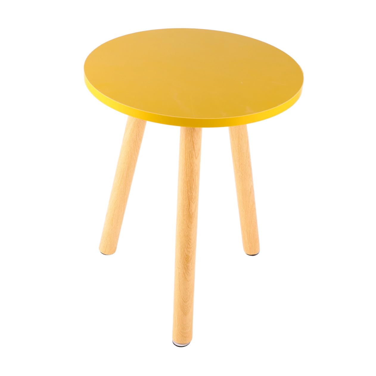 Table basse ronde nordique en bois massif jaune moutarde Toyvian pour salon et bureau