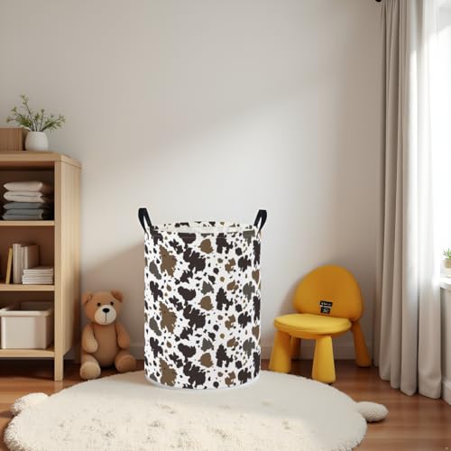 Image of Baby Laundry Hamper Basket Baby Hamper for Nursery Boy and Girl Cute Storage Bin Organizer Boho Room Decor(Cows)