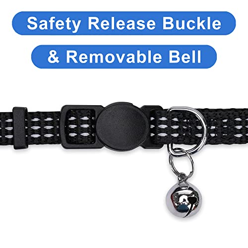 Pawtitas Reflective Cat Collar With Safety Buckle And Removable Bell Cat Collar Kitten Collar Black Cat Collar #TOP2